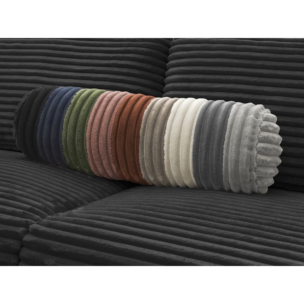 Czarna sztruksowa rozkładana sofa do spania 220 cm Hugo – Bobochic Paris (zdjęcie 11)