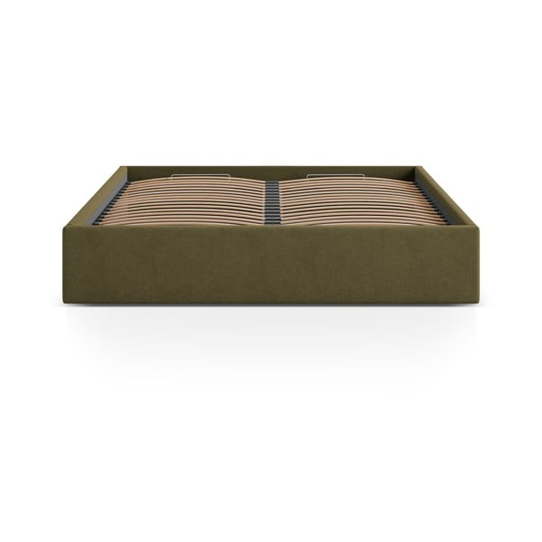 Zielone tapicerowane łóżko dwuosobowe ze schowkiem/bez zagłówka ze stelażem 180x200 cm Susan – Micadoni -image-2