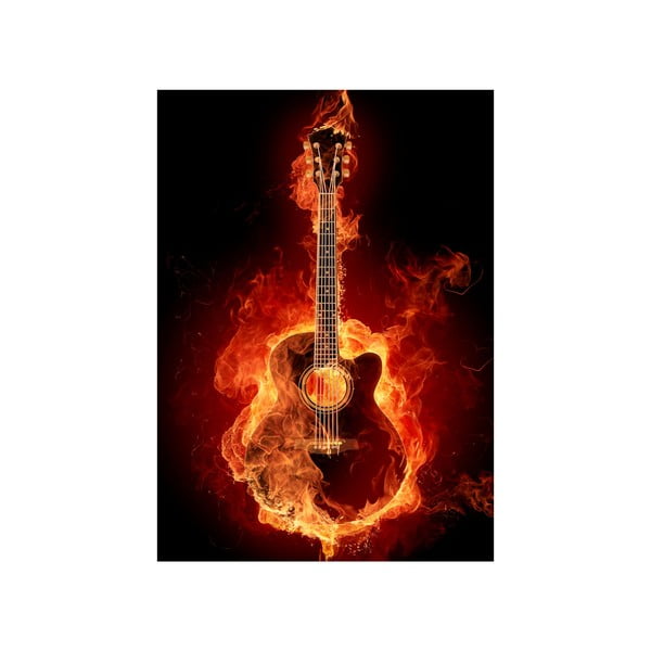 Obraz Gitara w ogniu, 45x70 cm
