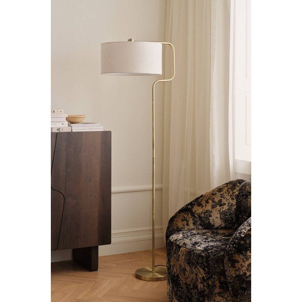 Kremowa/w kolorze mosiądzu tekstylna lampa stojąca (wysokość 160 cm) Josho – Ellos Home-image-1