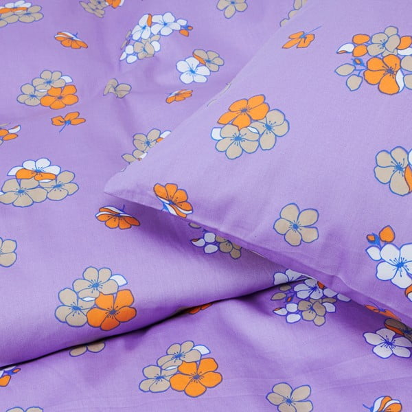 Lawendowa pościel jednoosobowa z satyny bawełnianej 140x200 cm Grand Pleasantly – JUNA-image-2