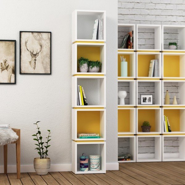 Biało-pomarańczowa biblioteczka Multi White Mustard-image-1