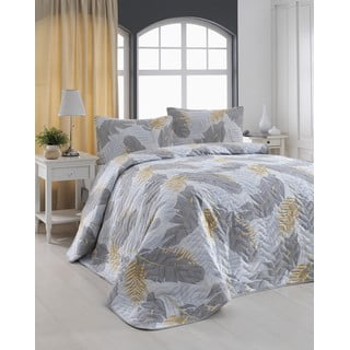Zestaw pikowanej narzuty na łóżko i 2 poszewek na poduszki Eponj Home Altin Yaprak Grey, 200x220 cm