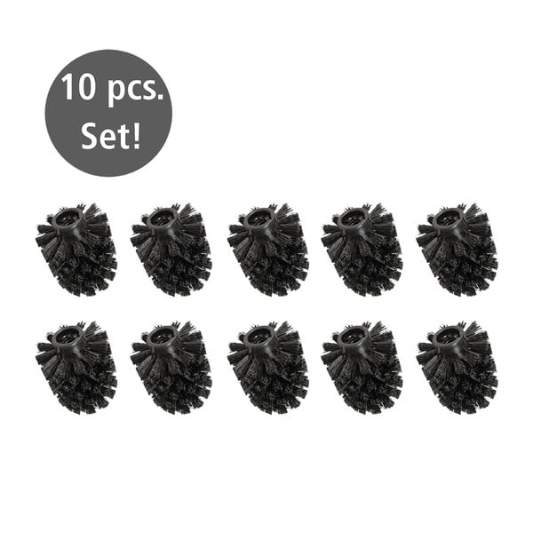 Czarne plastikowe zapasowe końcówki do szczotki WC zestaw 10 szt. Ø8cm – Wenko