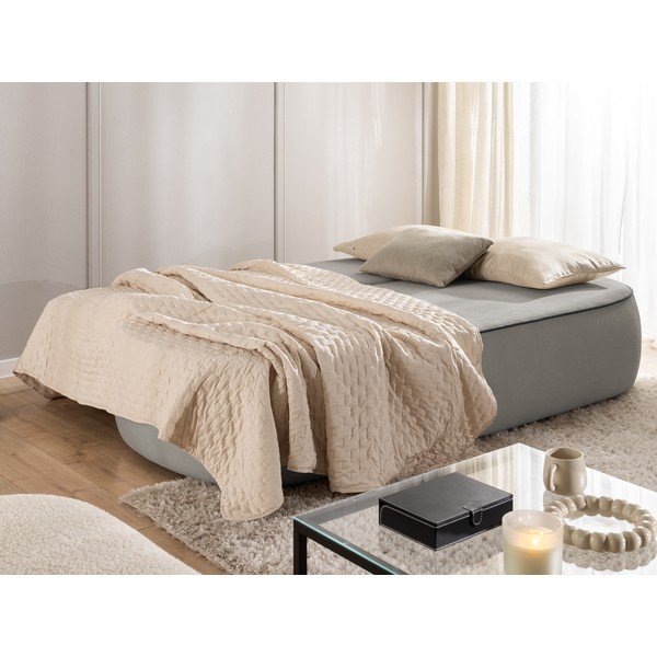 Czarna/szara aksamitna rozkładana/ze schowkiem sofa 210 cm Saga – Ropez-image-1