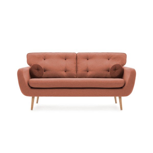 Łososiowa sofa z brązową poduszką Vivonita Malva-image-1