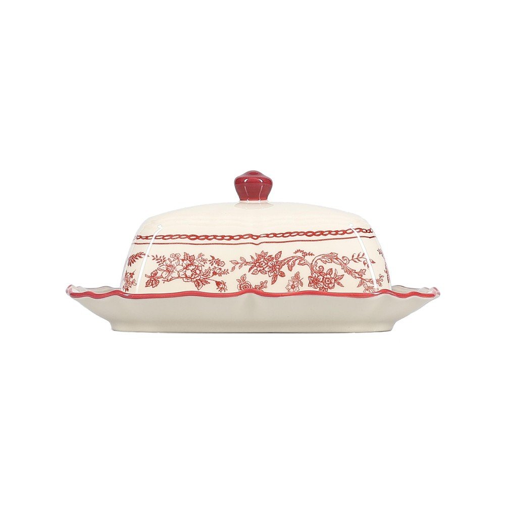 Bordowa/w kolorze kości słoniowej porcelanowa maselniczka Cyril – S|P Collection (zdjęcie 4)