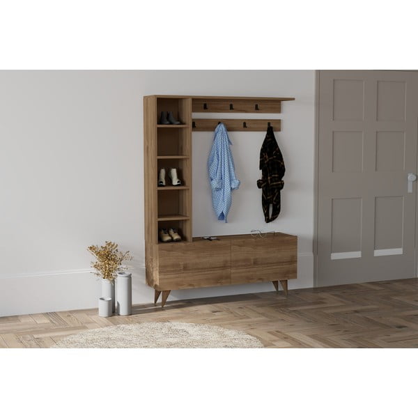 Naturalny zestaw do przedpokoju w dekorze orzecha Hale – Kalune Design-image-1