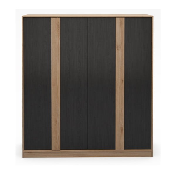 Czarno-naturalna szafa w dekorze dębu 180x197,5x53 cm Dennis – Marckeric