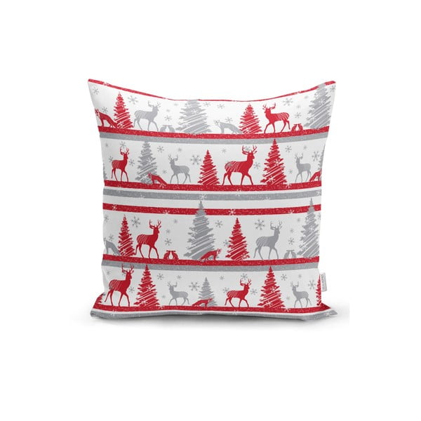 Zestaw 4 świątecznych poszewek na poduszki i bieżnika Minimalist Cushion Covers Red Christmas-image-1