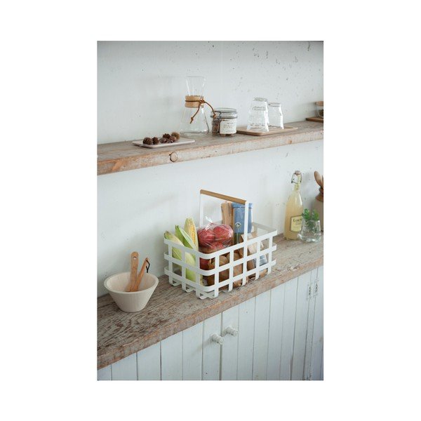 Biały koszyk z rączką YAMAZAKI Tosca-image-1