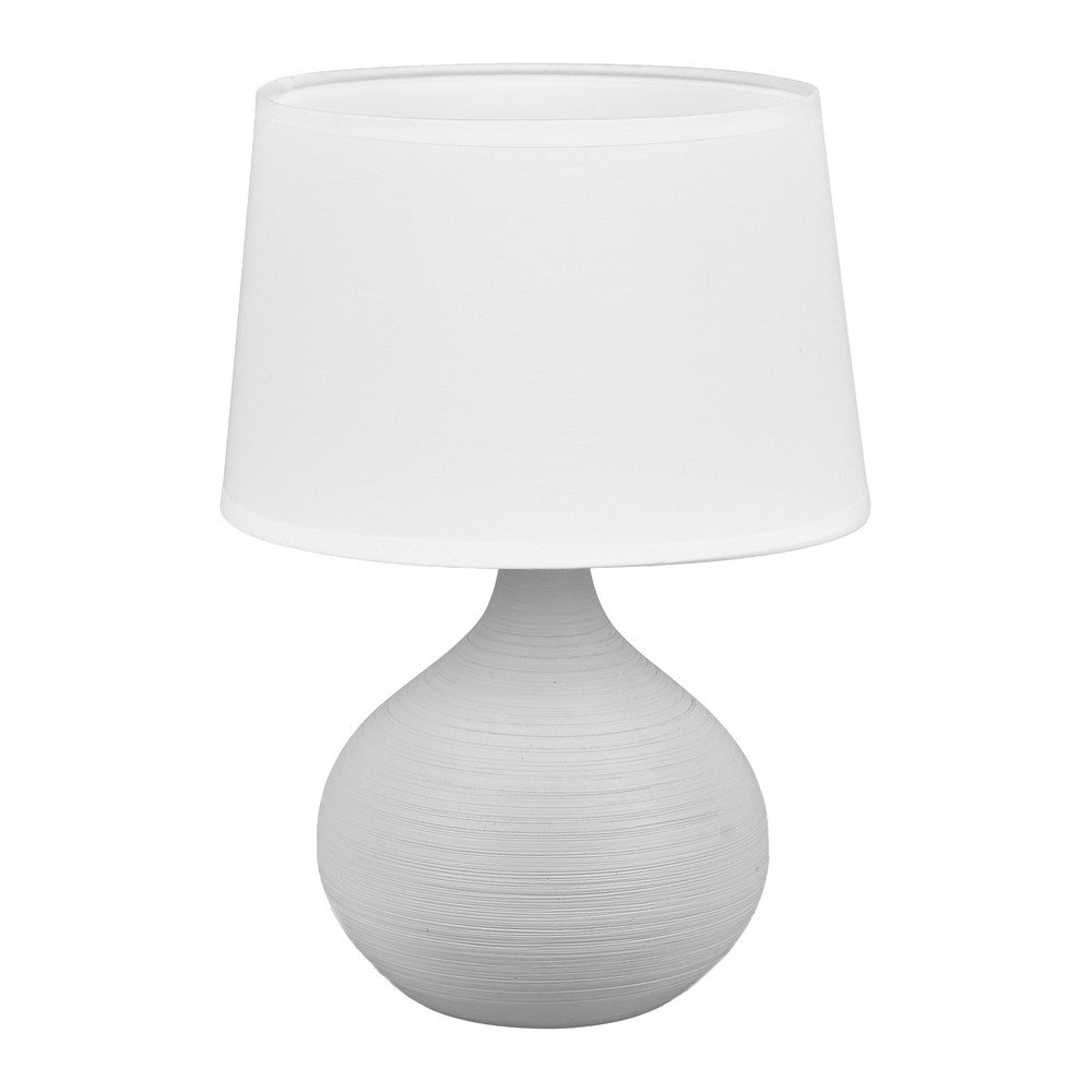Biało-brązowa lampa stołowa z ceramiki i tkaniny Reality Martin, wys. 29 cm
