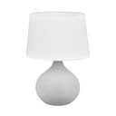 Biało-brązowa lampa stołowa z ceramiki i tkaniny Reality Martin, wys. 29 cm