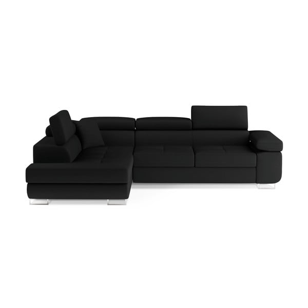 Czarny rozkładany/ze schowkiem narożnik (lewostronny/w kształcie litery L) Anton – ELTAP