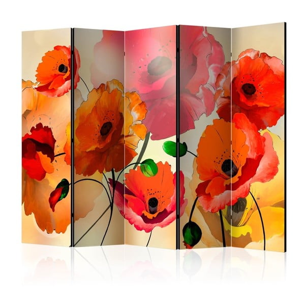 Parawan Artgeist Watercolor Poppy, 225x172 cm