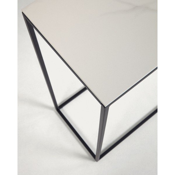 Czarno-biała konsola z ceramicznym blatem 30x110 cm Rewena – Kave Home-image-4