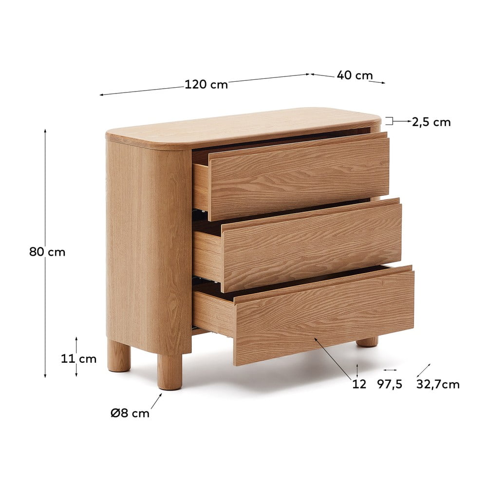 Komoda w dekorze jesionu w naturalnym kolorze 120x80x40 cm Salaya – Kave Home (zdjęcie 9)