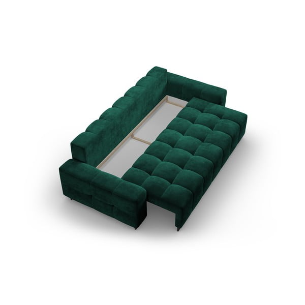 Zielona aksamitna rozkładana sofa ze schowkiem 250 cm Wicklow – Cosmopolitan Design-image-3
