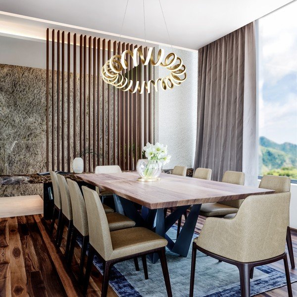 Lampa wisząca LED w kolorze złota ø 55 cm Curl – Trio-image-1