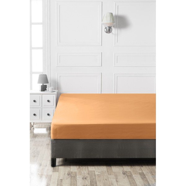 Pomarańczowe bawełniane prześcieradło z gumką 140x200 cm – Mijolnir-image-2