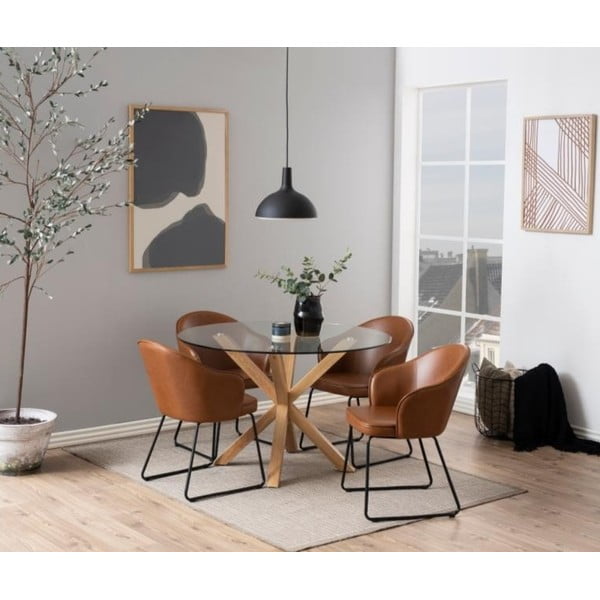 Stolik do jadalni ze szklanym blatem Actona Heaven, ⌀ 119 cm-image-1