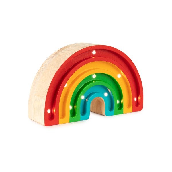 Kolorowa lampa stołowa z drewna sosnowego Little Lights Rainbow, szerokość 20 cm-image-1
