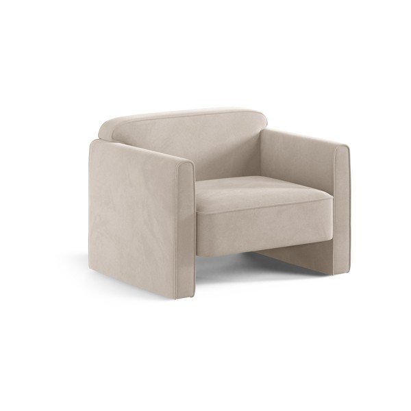 Beżowy aksamitny fotel Abby – Micadoni 