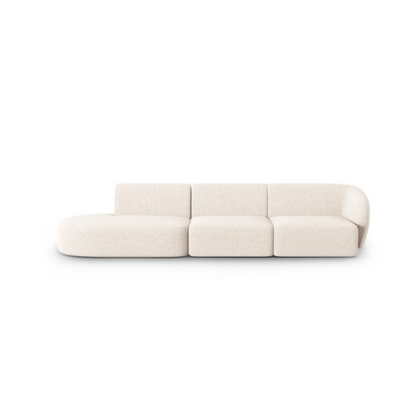 Beżowa sofa  z tkaniny szenilowej prawostronna 311 cm Paolo – Milo Casa