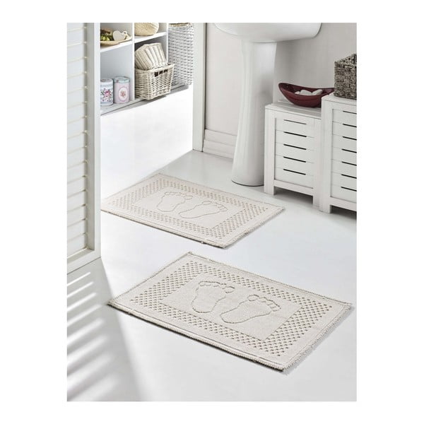Zestaw 2 kremowych bawełnianych dywaników łazienkowych Bathmat Garrudo, 50x70 cm