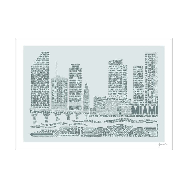 Plakat Miami Grey&Grey, 50x70 cm