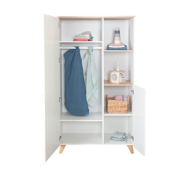 Biała szafa dziecięca w dekorze dębu 52x180x180 cm Léon – Roba-image-3