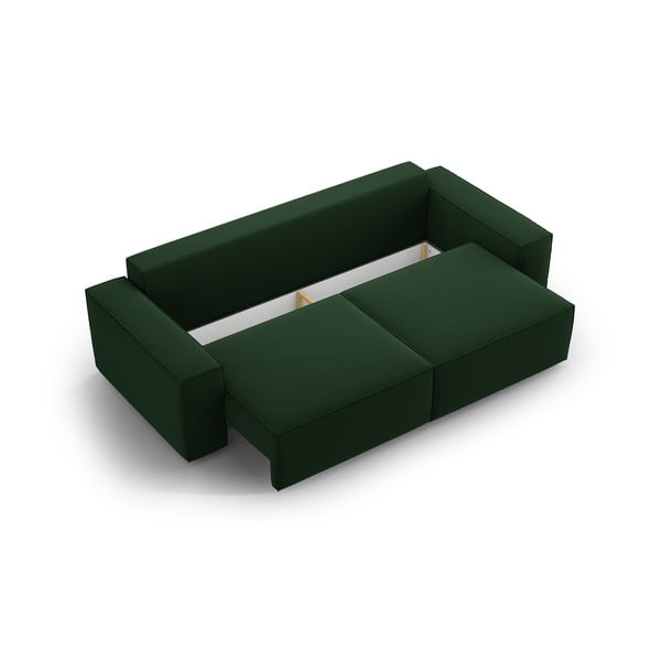 Ciemnozielona aksamitna rozkładana/ze schowkiem sofa 247 cm Jodie – Micadoni -image-3