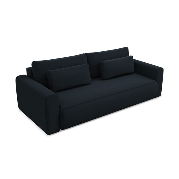 Ciemnoniebieska aksamitna rozkładana/ze schowkiem sofa 238 cm Kapua – Makamii-image-2