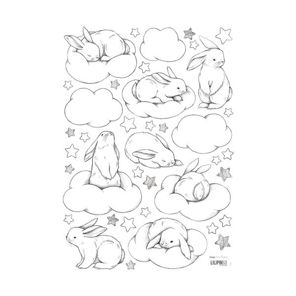 Naklejki dziecięce 30x42 cm Bunnies, Clouds And Stars – Lilipinso