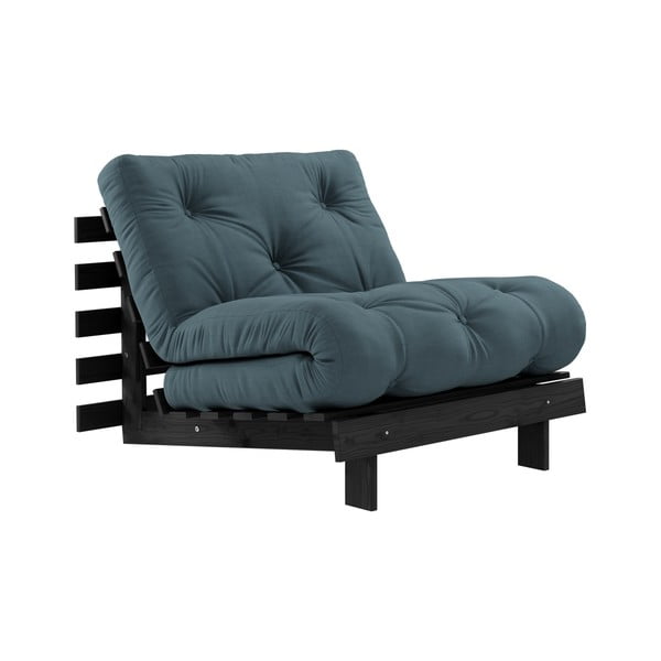 Fotel rozkładany z niebieskozielonym obiciem Karup Design Black/Petrol Blue