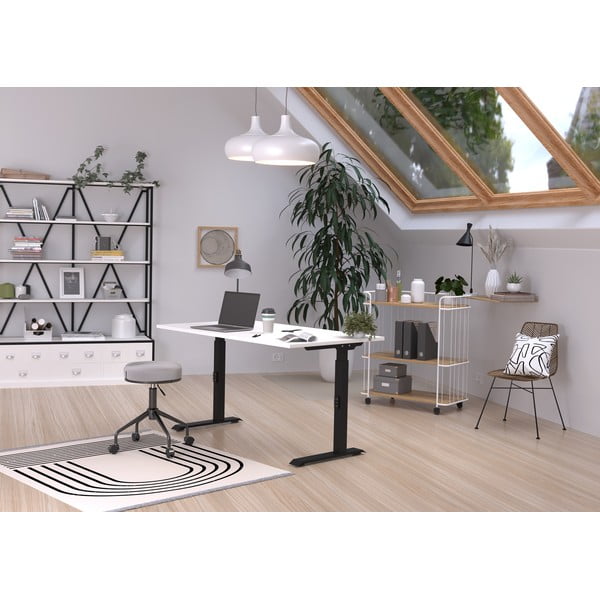 Biurko z regulacją wysokości z białym blatem 80x140 cm Downey – Germania-image-1