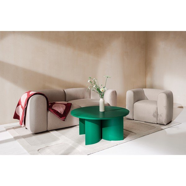 Zielony okrągły stolik z blatem w dekorze jesionu ø 95 cm Gavo – noo.ma-image-2