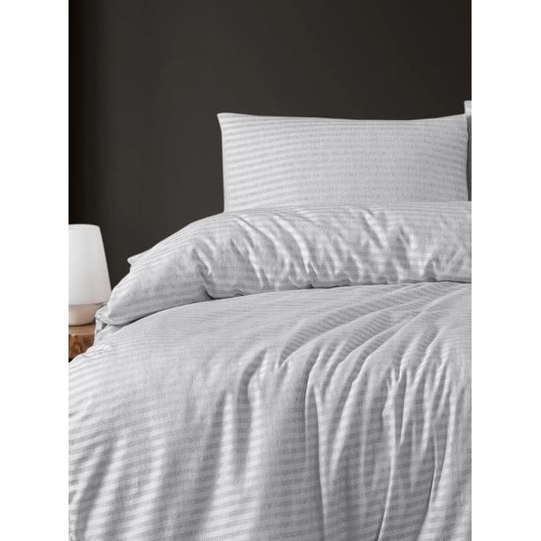 Jasnoszara 4-częściowa pościel dwuosobowa z prześcieradłem 200x220 cm – Mila Home-image-2