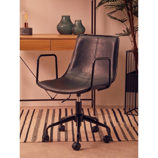 Czarne krzesło biurowe z imitacji skóry Branson – Premier Housewares-image-3
