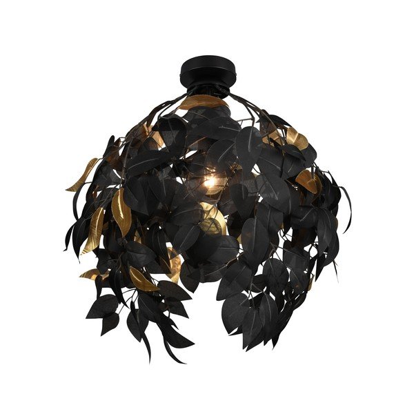 Metalowa lampa sufitowa w kolorze matowej czerni z plastikowym kloszem ø 38 cm Leavy – Reality-image-3