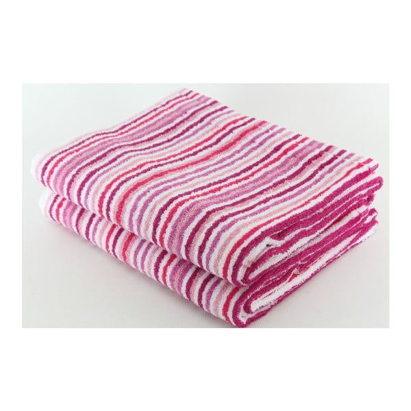 Komplet 2 ręczników Pink Stripes, 70x140 cm