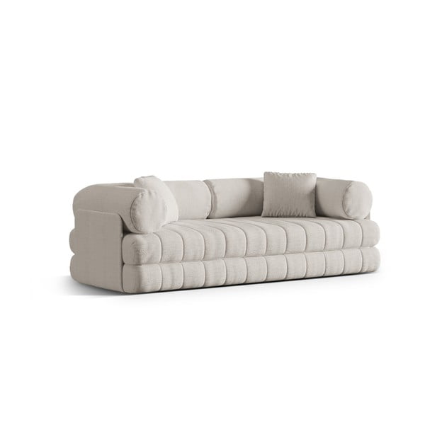 Beżowa rozkładana sofa z materiału bouclé 206 cm Kemi – Cosmopolitan Design-image-2