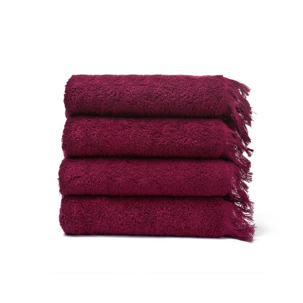 Zestaw 4 bordowych ręczników bawełnianych Casa Di Bassi Bath, 50x90 cm