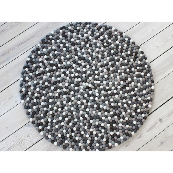 Szaro-biały wełniany dywan kulkowy Wooldot Ball Rugs, ⌀ 120 cm-image-1