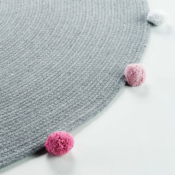 Jasnoszary okrągły dywan ø 90 cm Pompomparty – douceur d'intérieur-image-3