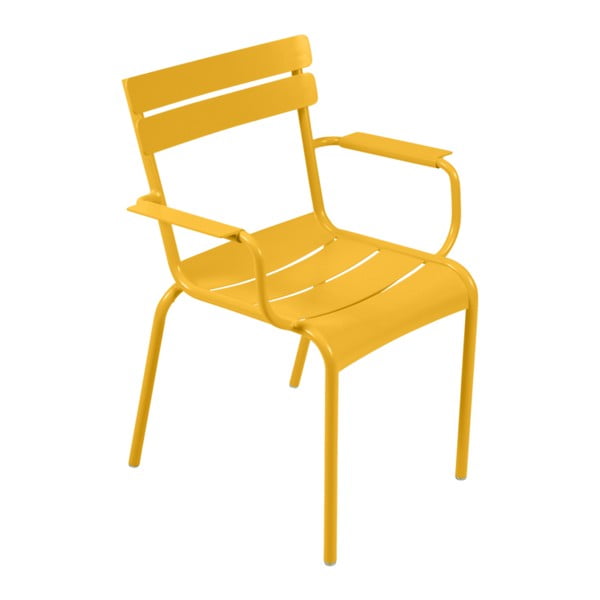 Żółte krzesło ogrodowe z podłokietnikami Fermob Luxembourg