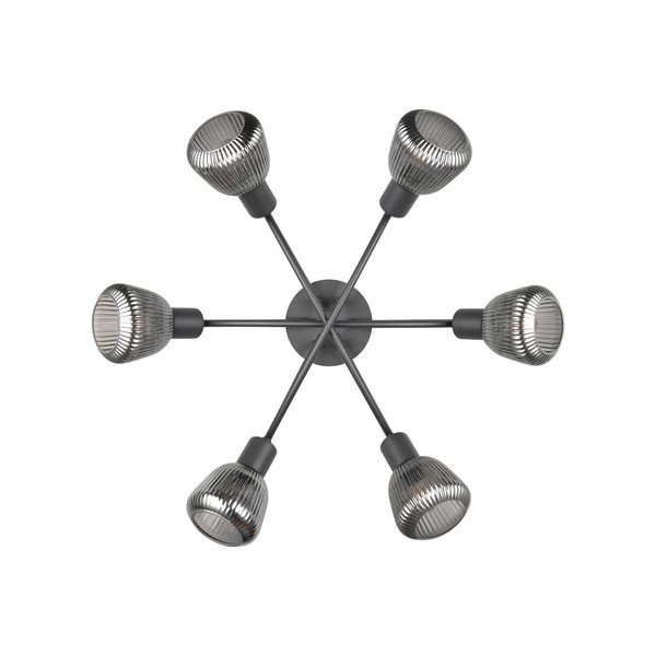 Czarna lampa sufitowa ze szklanym kloszem Tarifa – Trio-image-3