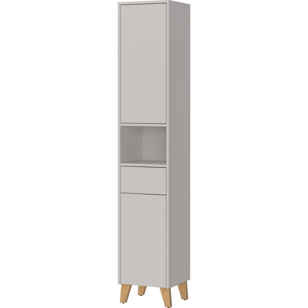 Kremowa wysoka szafka łazienkowa z matowym wykończeniem 33x181 cm Arnea – Germania
