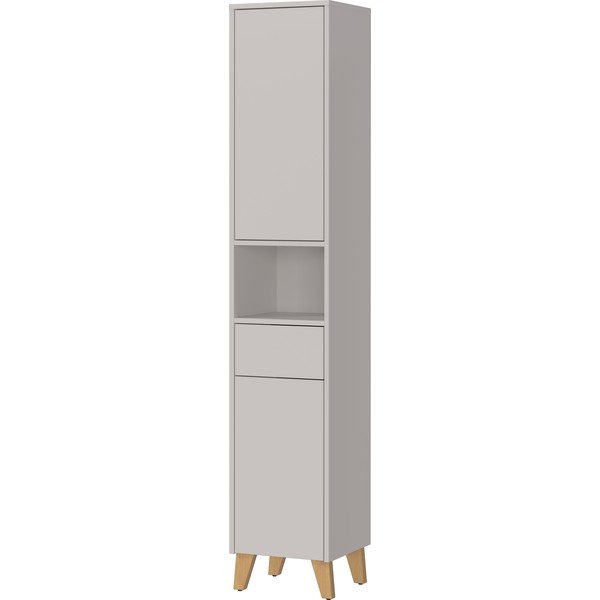 Kremowa wysoka szafka łazienkowa z matowym wykończeniem 33x181 cm Arnea – Germania