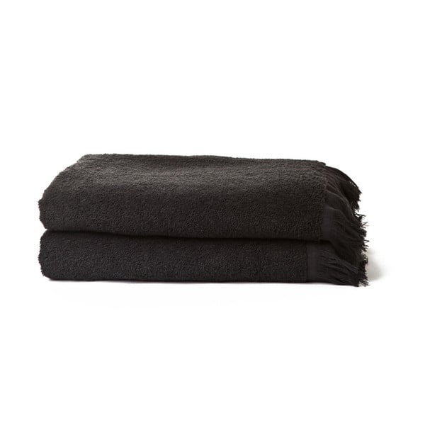Komplet 2 czarnych ręczników z czystej bawełny Casa Di Bassi